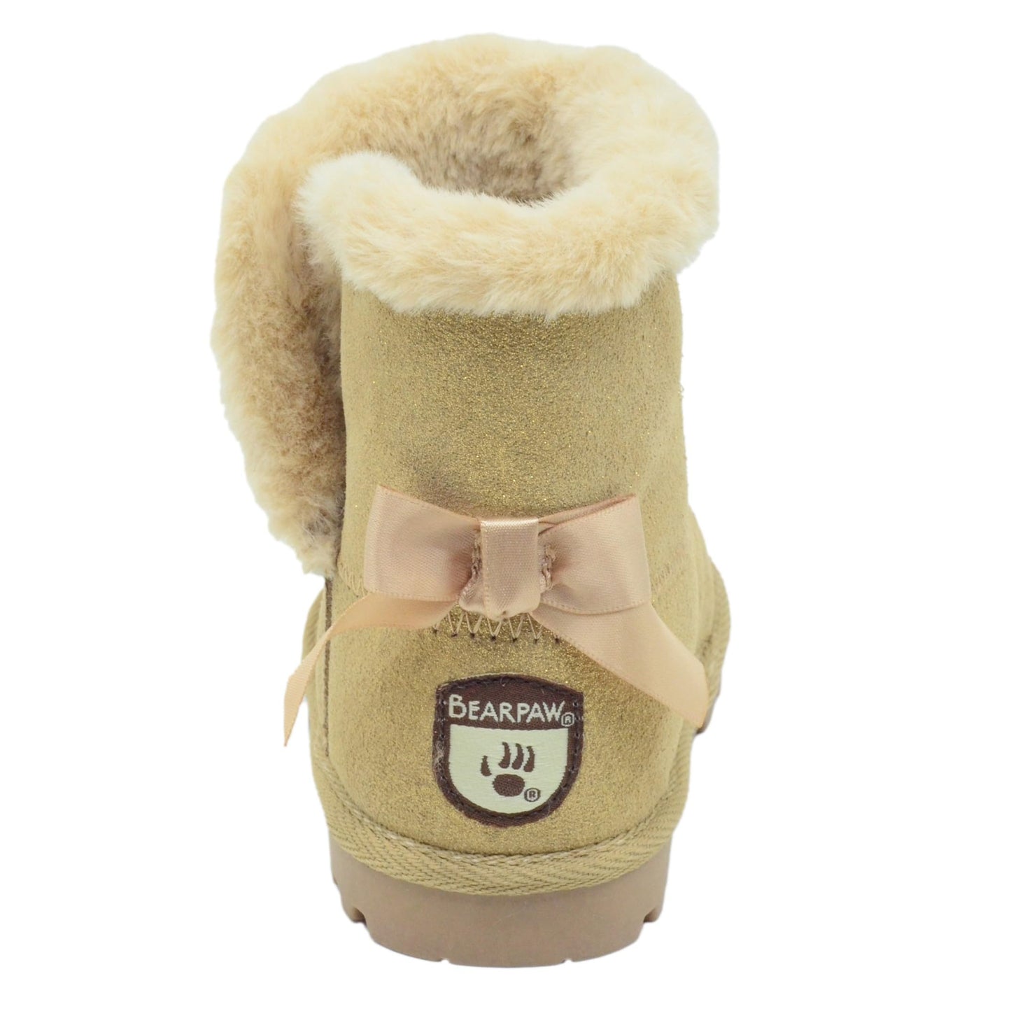 BEARPAW Toddler Suede Winter Boots with Faux-Fur Lining - Champagne Glitter
