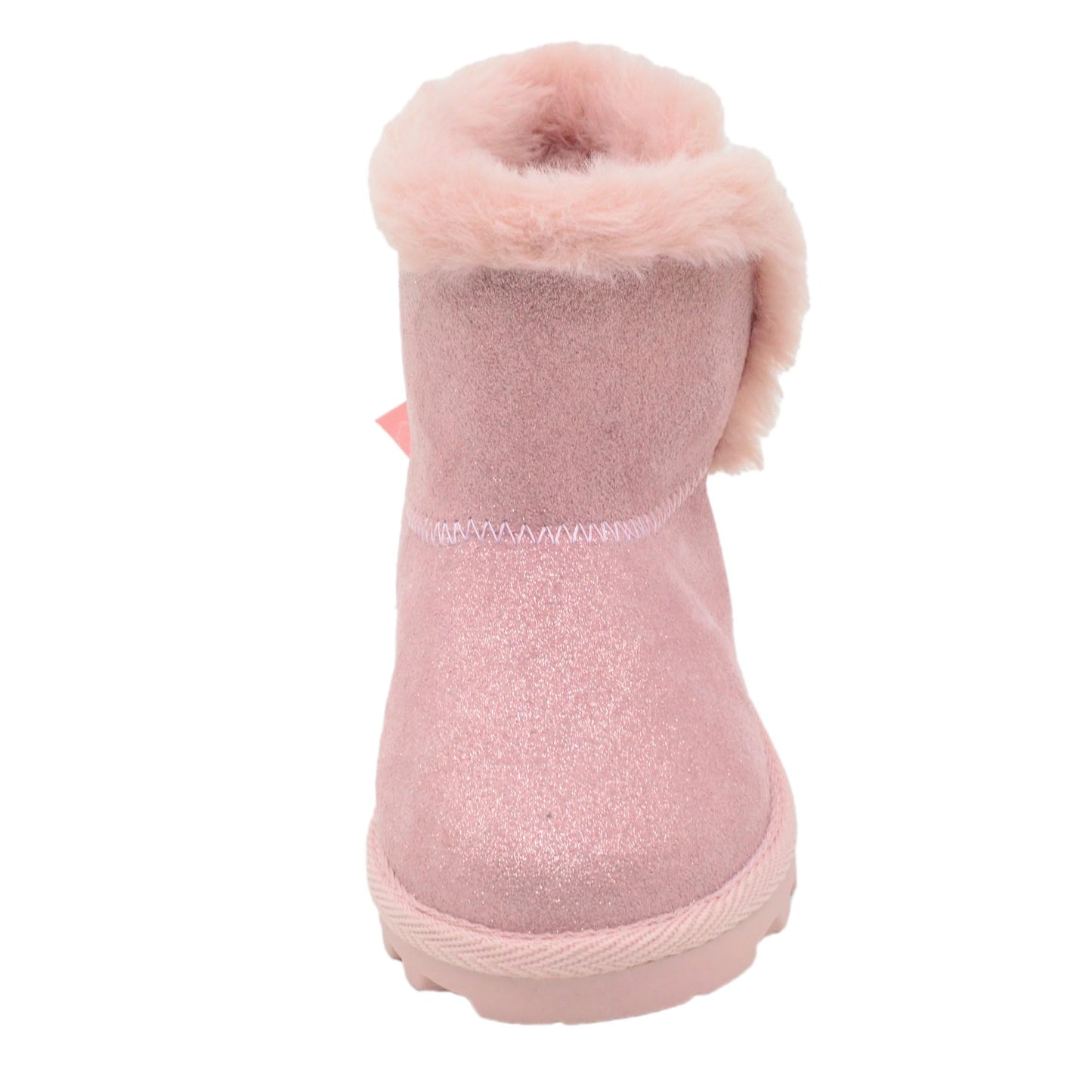 BEARPAW Toddler Suede Winter Boots with Faux-Fur Lining - Rose Gold Glitter