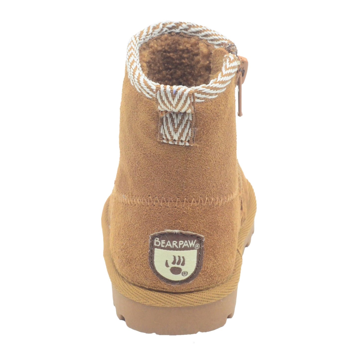 BEARPAW Toddler Suede Winter Boots with Faux-Fur Lining - Chestnut with Woven Collar