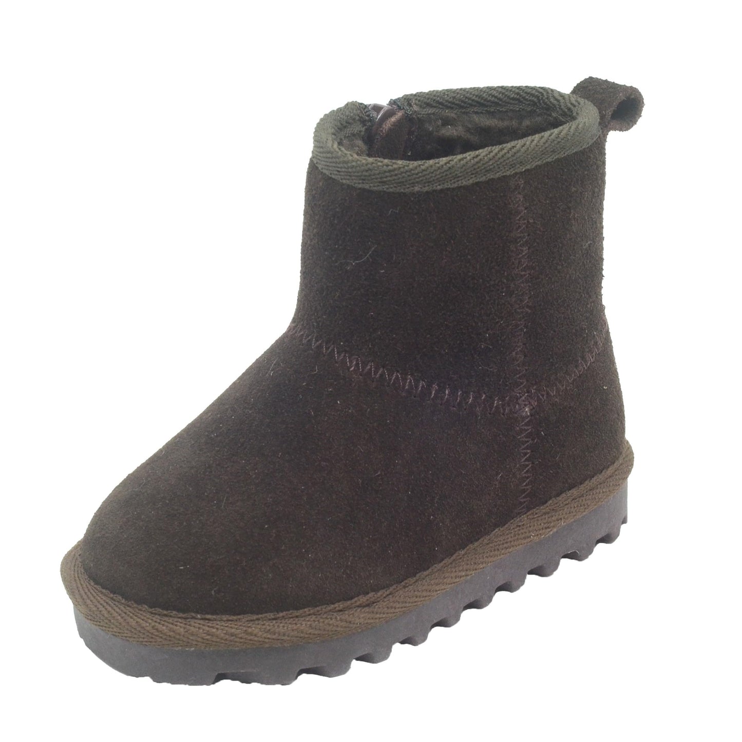 BEARPAW Toddler Suede Winter Boots with Faux-Fur Lining - Chocolate