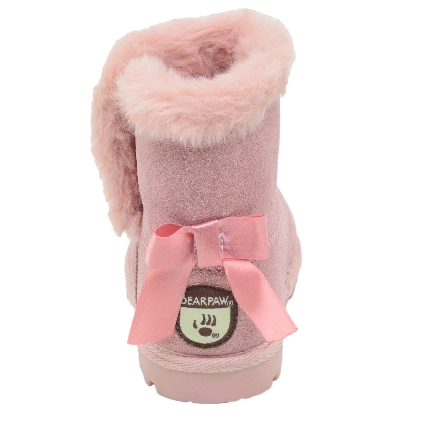 BEARPAW Toddler Suede Winter Boots with Faux-Fur Lining - Rose Gold Glitter
