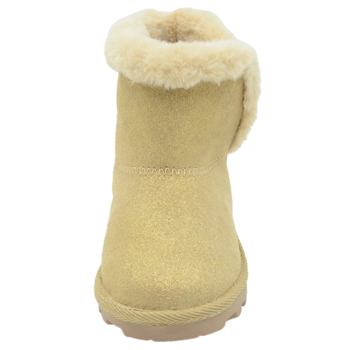 BEARPAW Toddler Suede Winter Boots with Faux-Fur Lining - Champagne Glitter