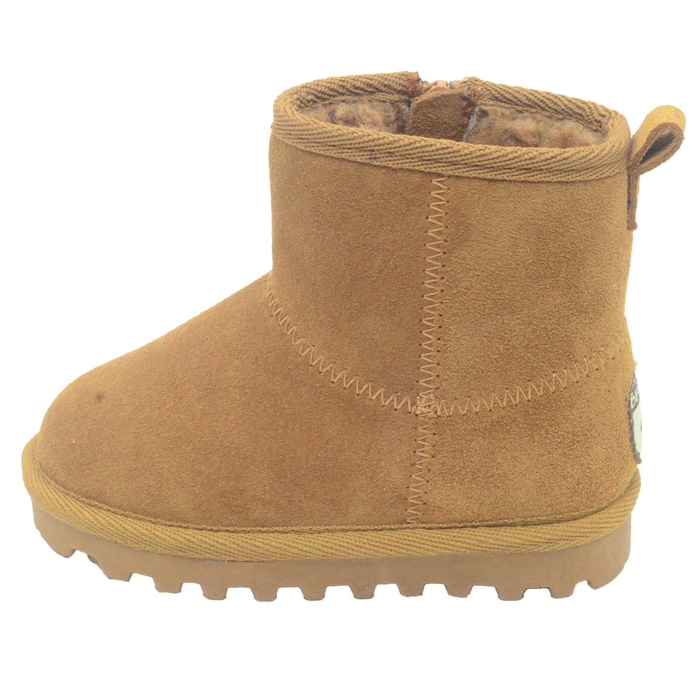 BEARPAW Toddler Suede Winter Boots with Faux-Fur Lining - Chestnut