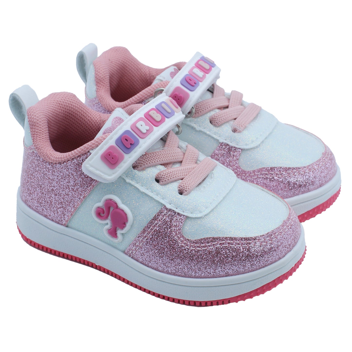 Barbie Toddler Girls' Glitter Sneakers - Pink & White Barbie