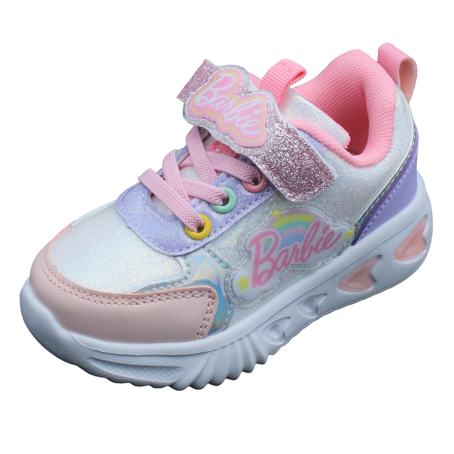 Barbie Toddler Girls' Light-Up Sneakers - Pastel Rainbow