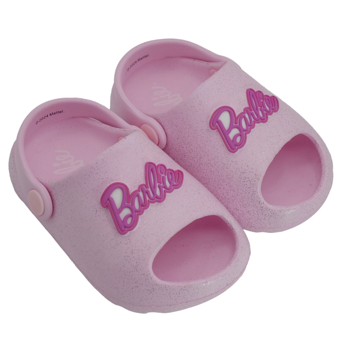 Barbie Toddler Girls' Cloud Slides - Light Pink Glitter