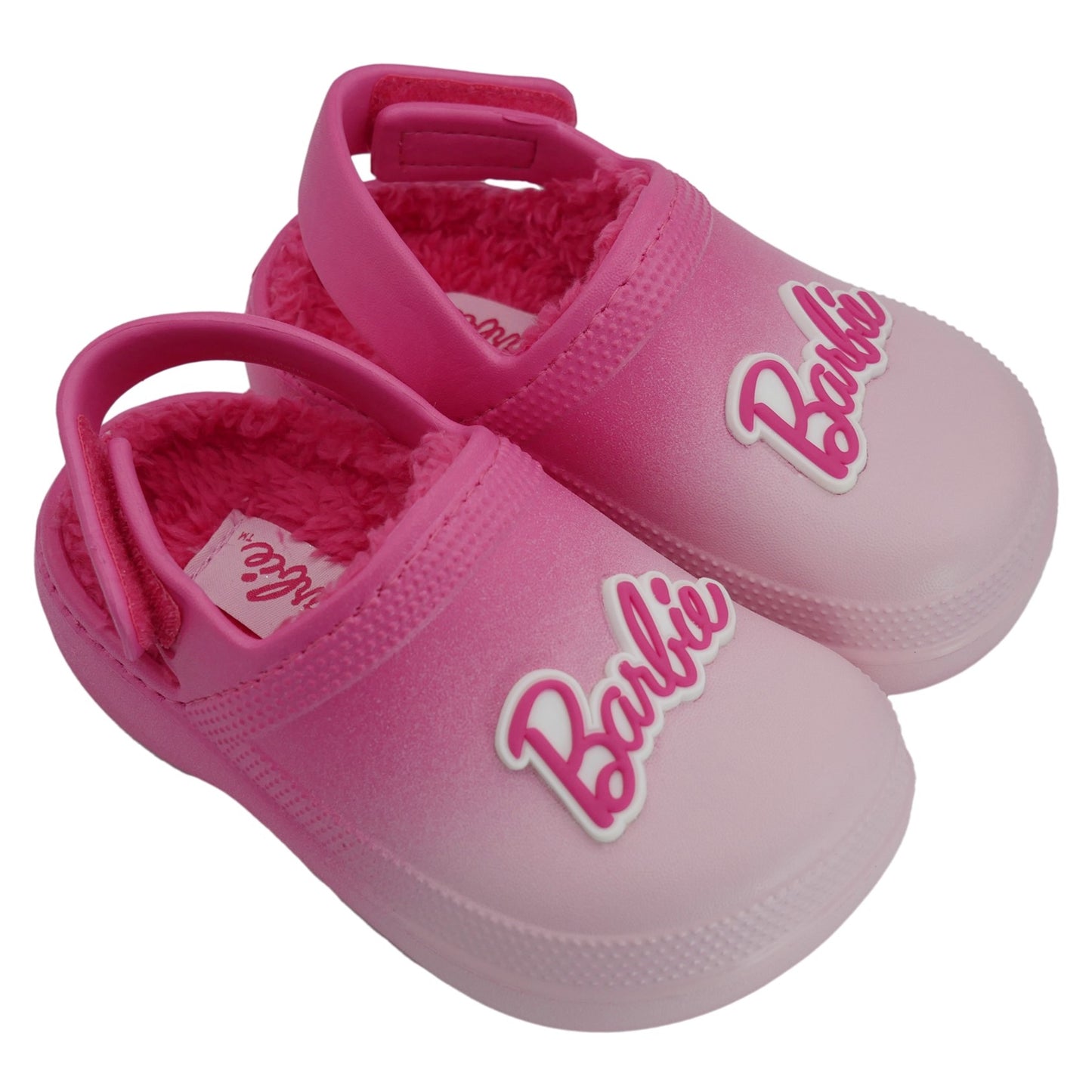 Barbie Toddler Girls' Faux Fur Lined Clogs with Adjustable Strap - Pink Ombre