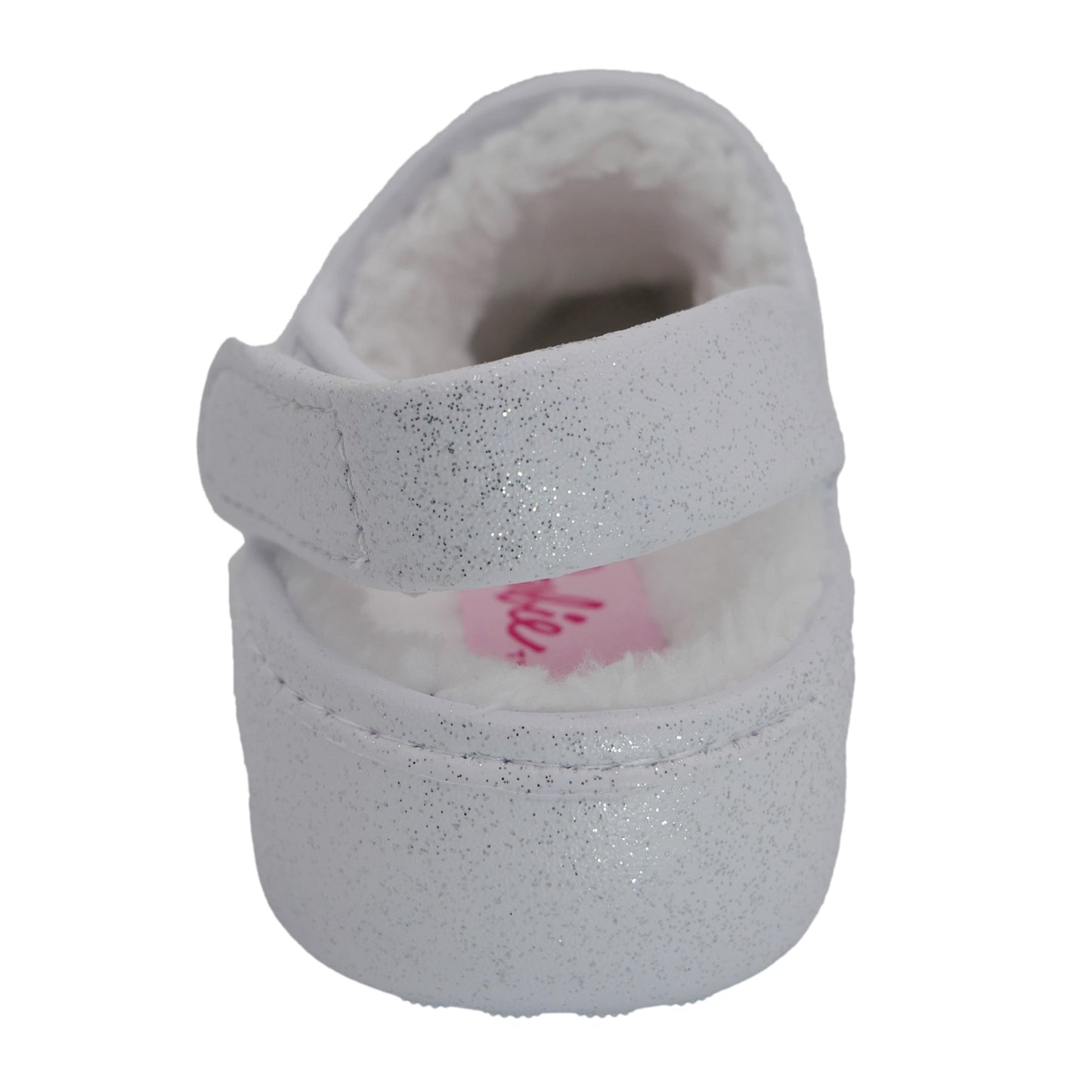 Barbie Toddler Girls' Faux Fur Lined Clogs with Adjustable Strap - White Barbie Glitter