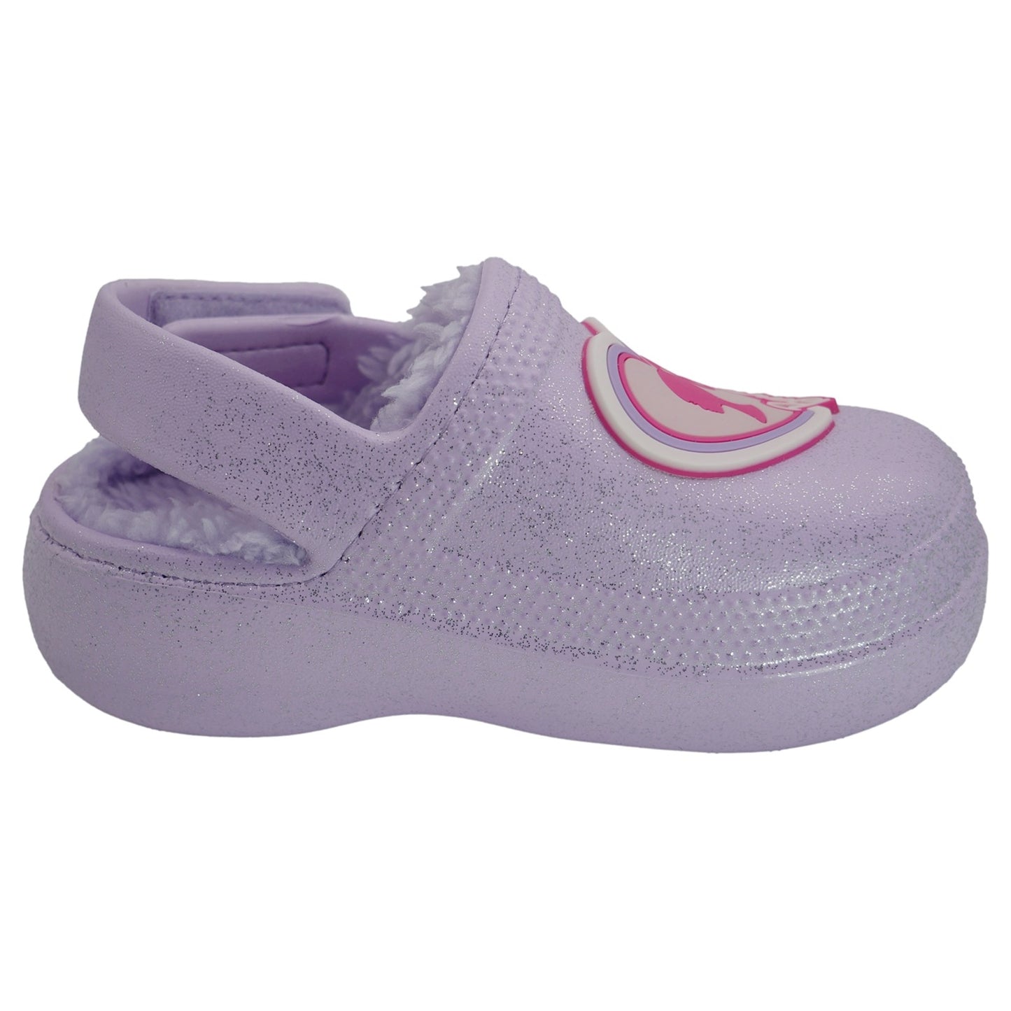 Barbie Toddler Girls' Faux Fur Lined Clogs with Adjustable Strap - Lilac