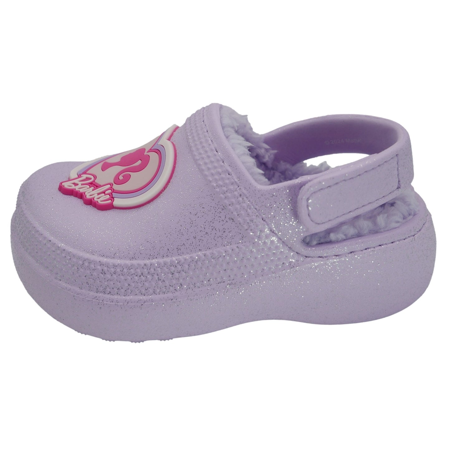 Barbie Toddler Girls' Faux Fur Lined Clogs with Adjustable Strap - Lilac