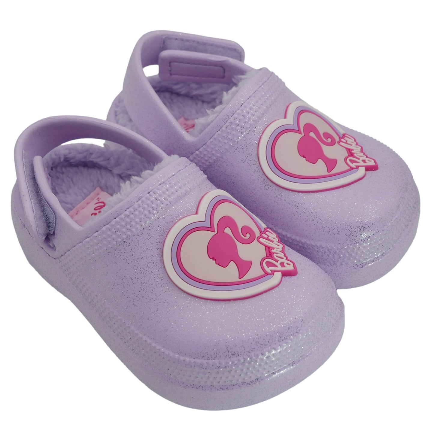 Barbie Toddler Girls' Faux Fur Lined Clogs with Adjustable Strap - Lilac