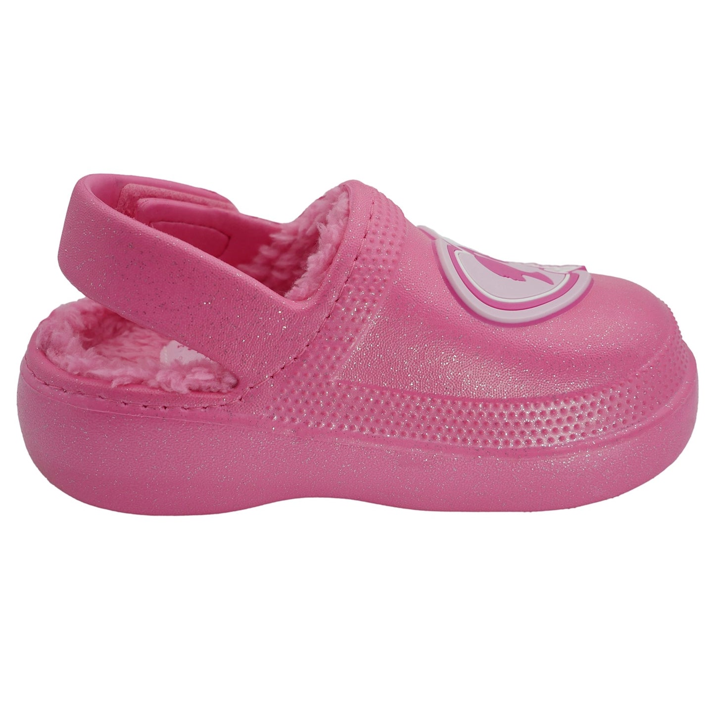 Barbie Toddler Girls' Faux Fur Lined Clogs with Adjustable Strap - Hot Pink