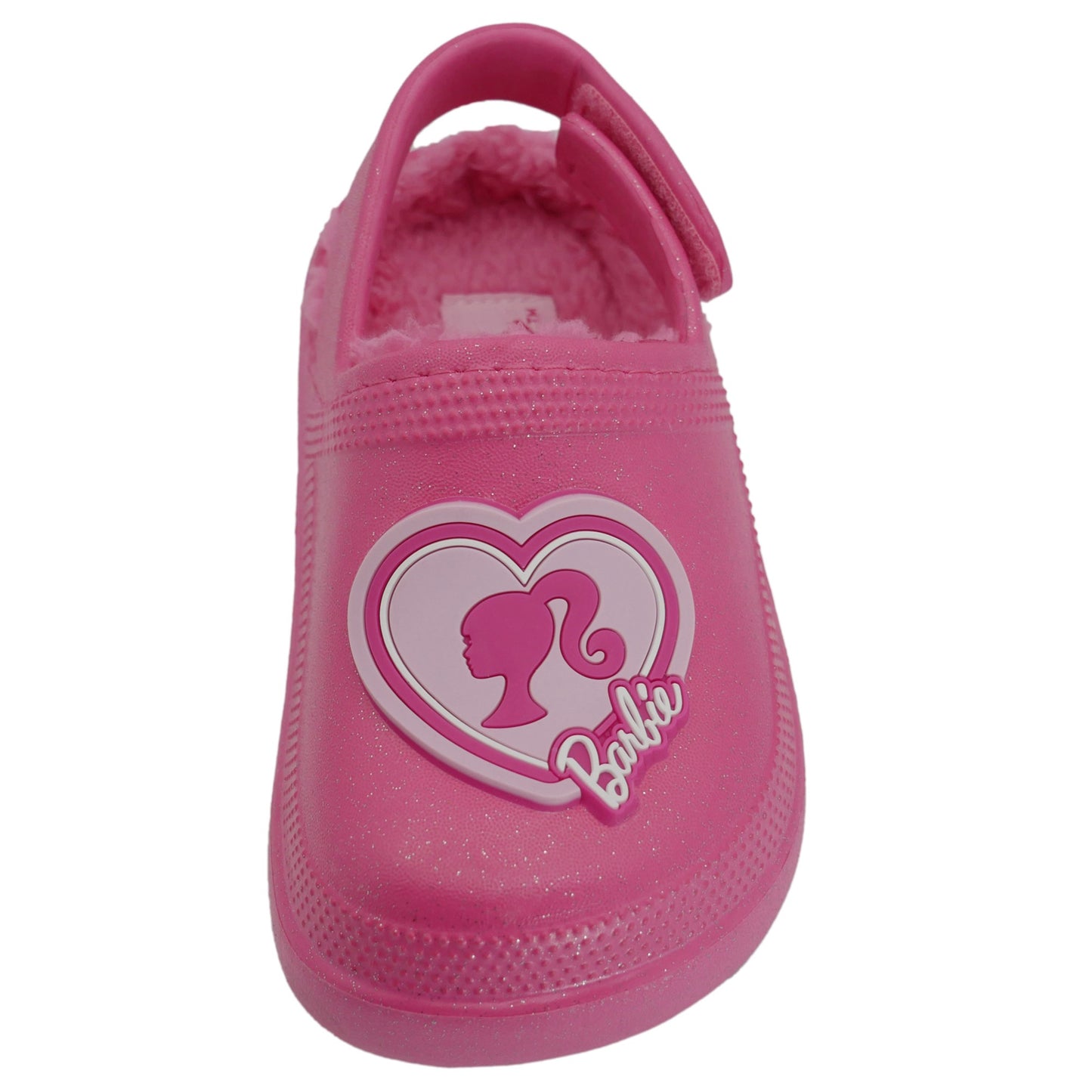 Barbie Toddler Girls' Faux Fur Lined Clogs with Adjustable Strap - Hot Pink