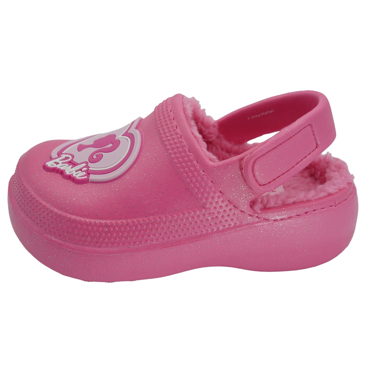 Barbie Toddler Girls' Faux Fur Lined Clogs with Adjustable Strap - Hot Pink