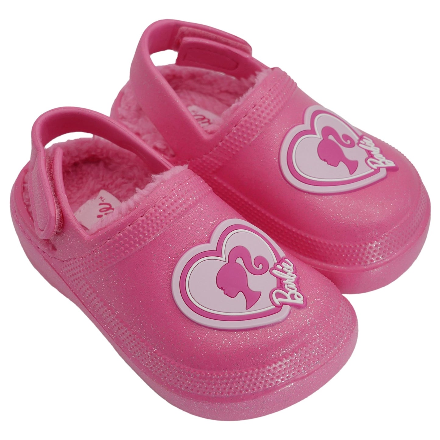 Barbie Toddler Girls' Faux Fur Lined Clogs with Adjustable Strap - Hot Pink