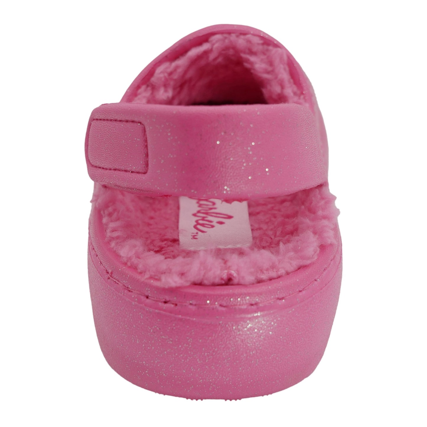 Barbie Toddler Girls' Faux Fur Lined Clogs with Adjustable Strap - Hot Pink