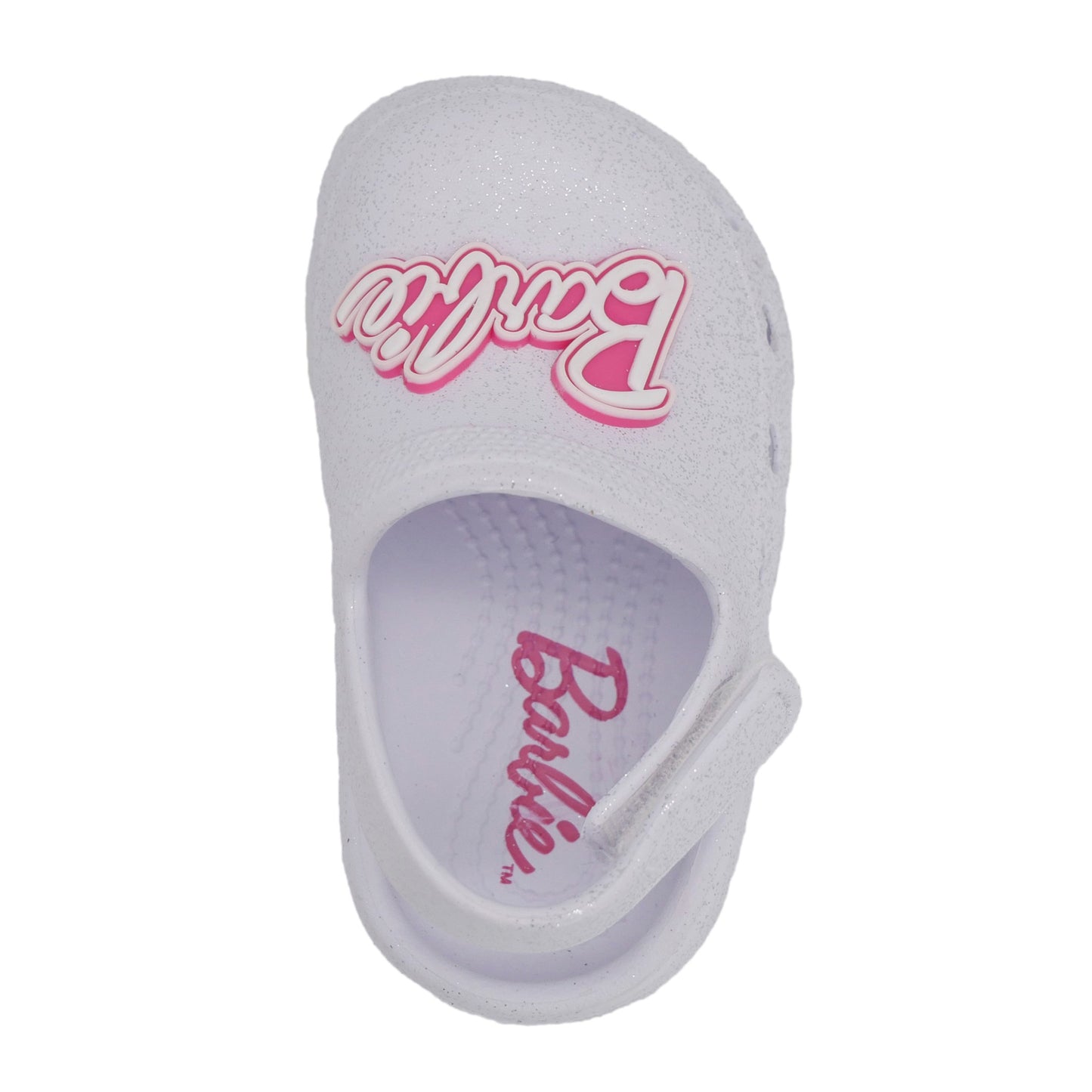Barbie Toddler Girls' Clogs with Adjustable Strap - White Glitter