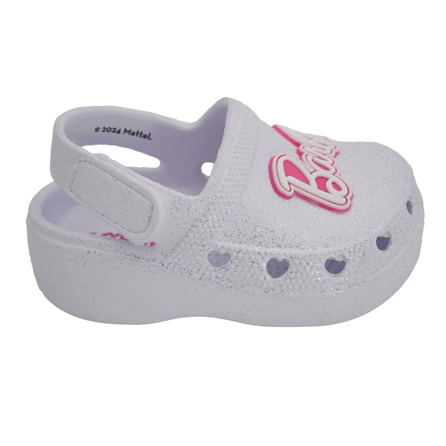 Barbie Toddler Girls' Clogs with Adjustable Strap - White Glitter