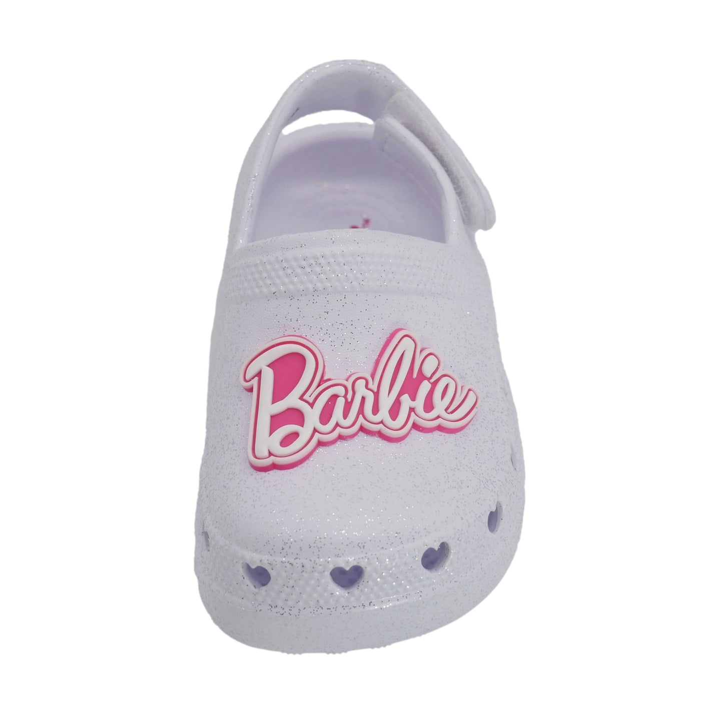 Barbie Toddler Girls' Clogs with Adjustable Strap - White Glitter