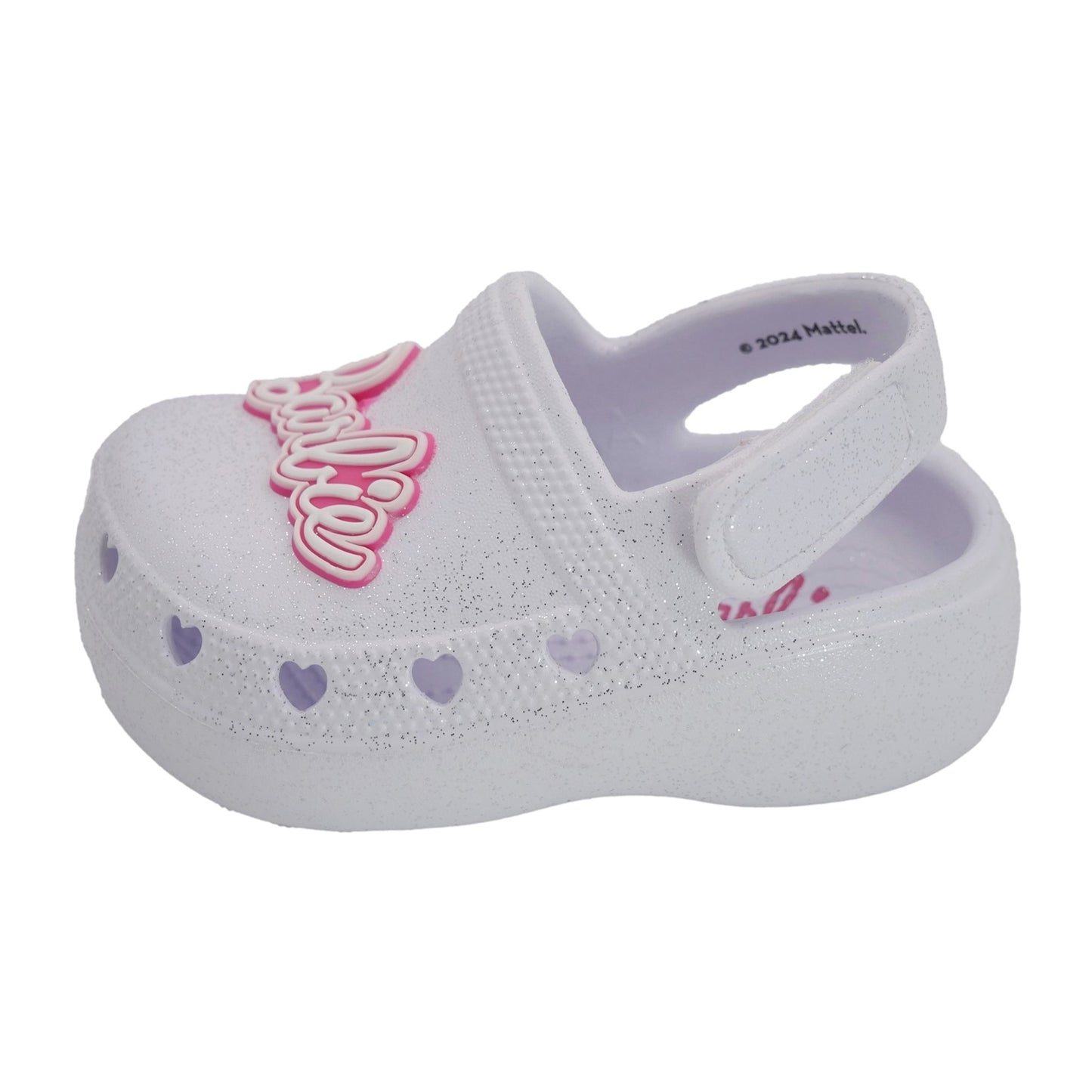 Barbie Toddler Girls' Clogs with Adjustable Strap - White Glitter