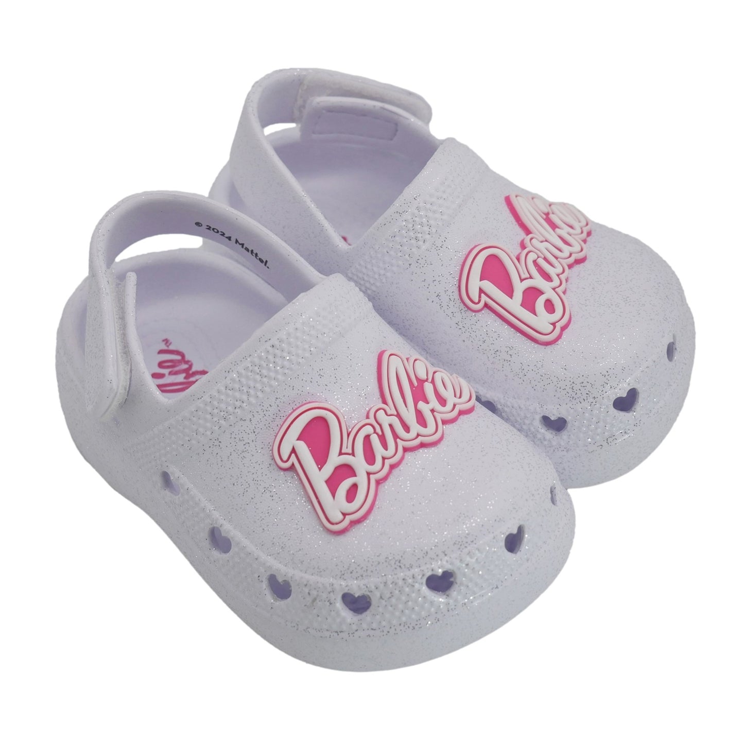 Barbie Toddler Girls' Clogs with Adjustable Strap - White Glitter