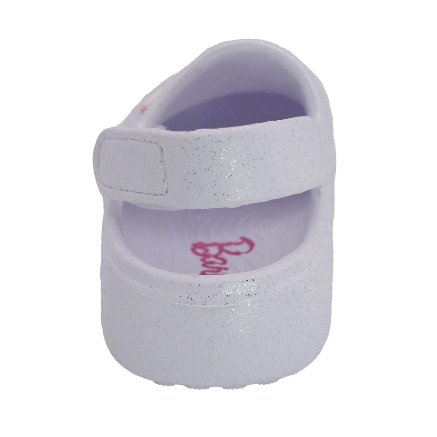 Barbie Toddler Girls' Clogs with Adjustable Strap - White Glitter