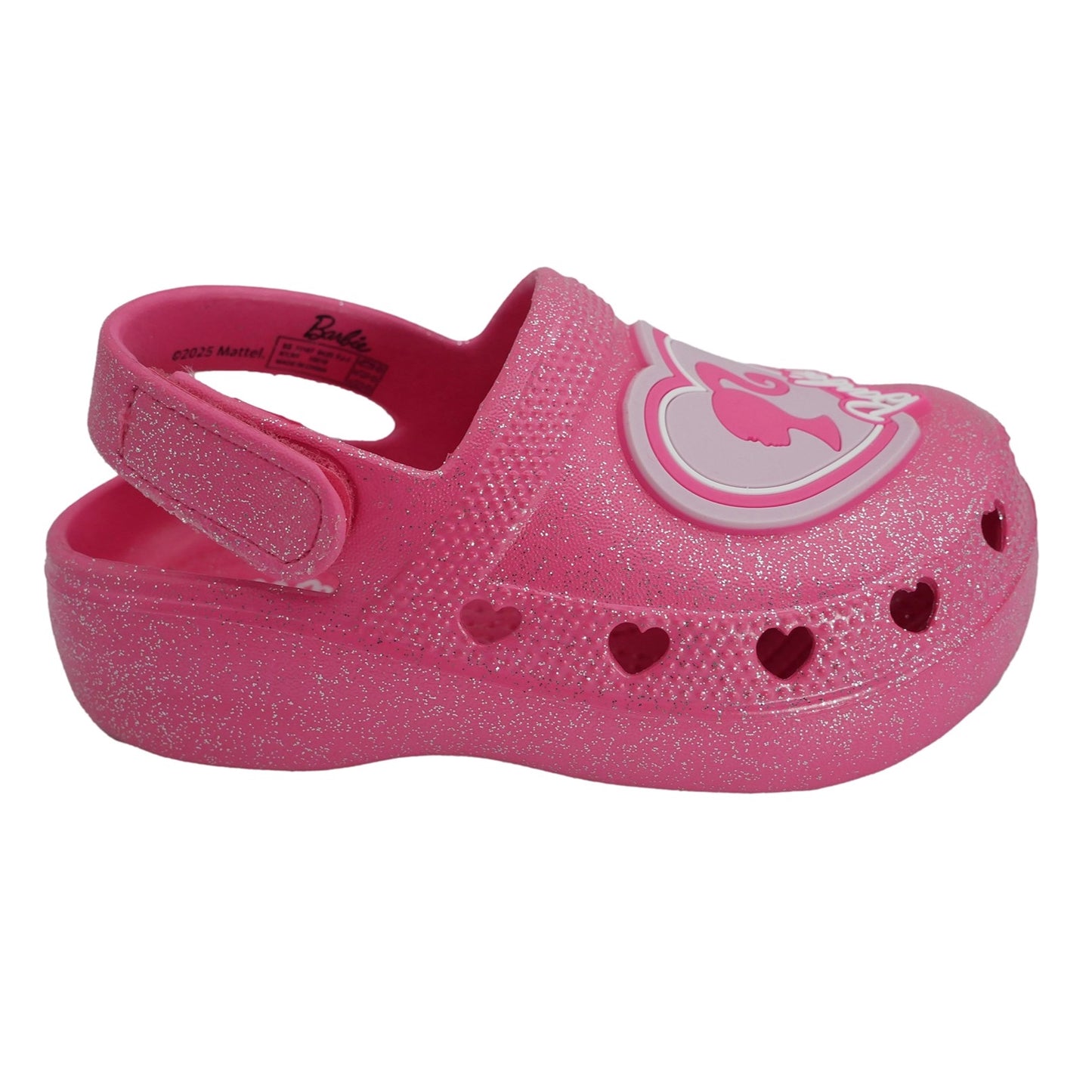 Barbie Toddler Girls' Clogs with Adjustable Strap - Hot Pink w/ Silver Glitter