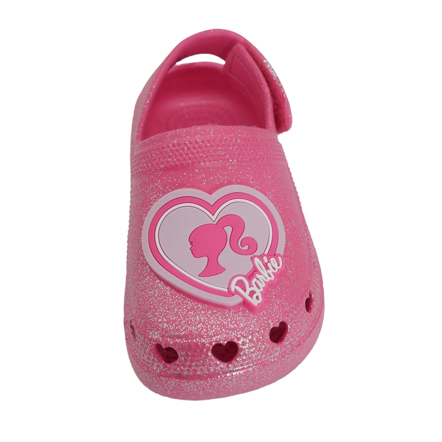 Barbie Toddler Girls' Clogs with Adjustable Strap - Hot Pink w/ Silver Glitter