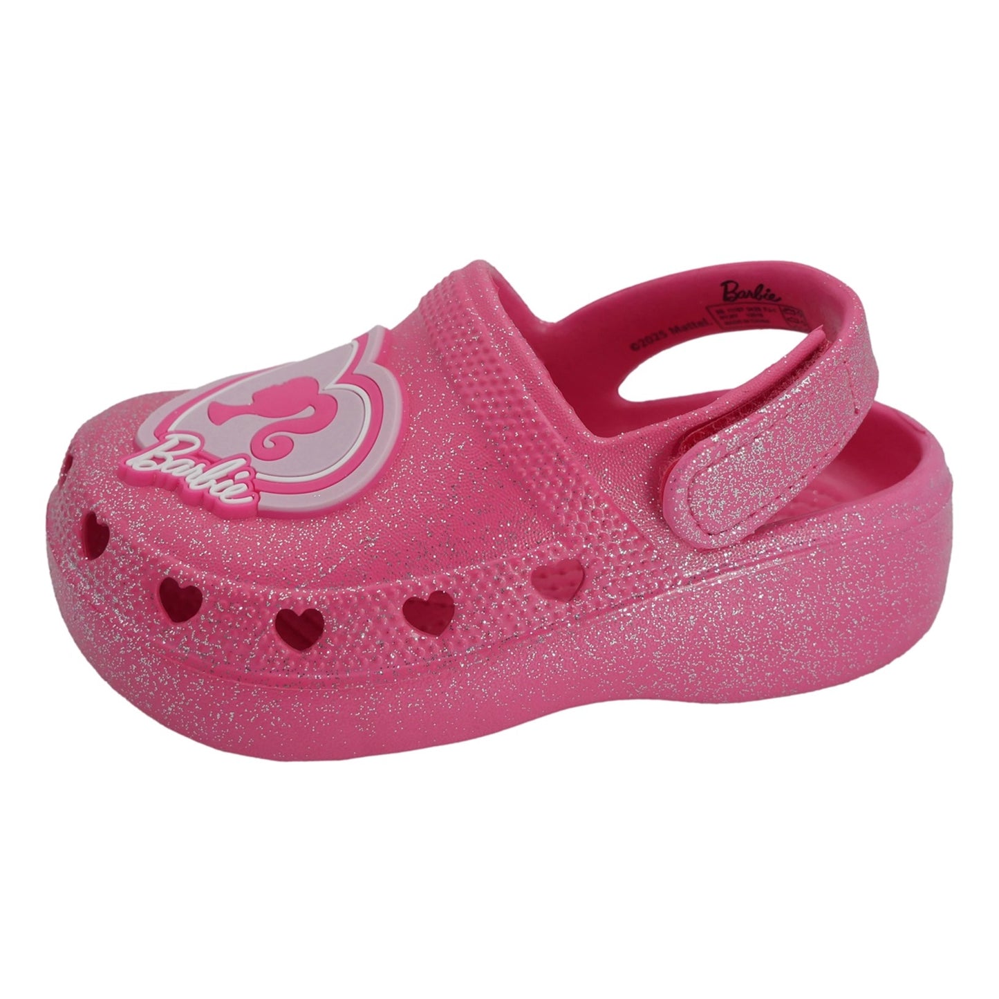 Barbie Toddler Girls' Clogs with Adjustable Strap - Hot Pink w/ Silver Glitter