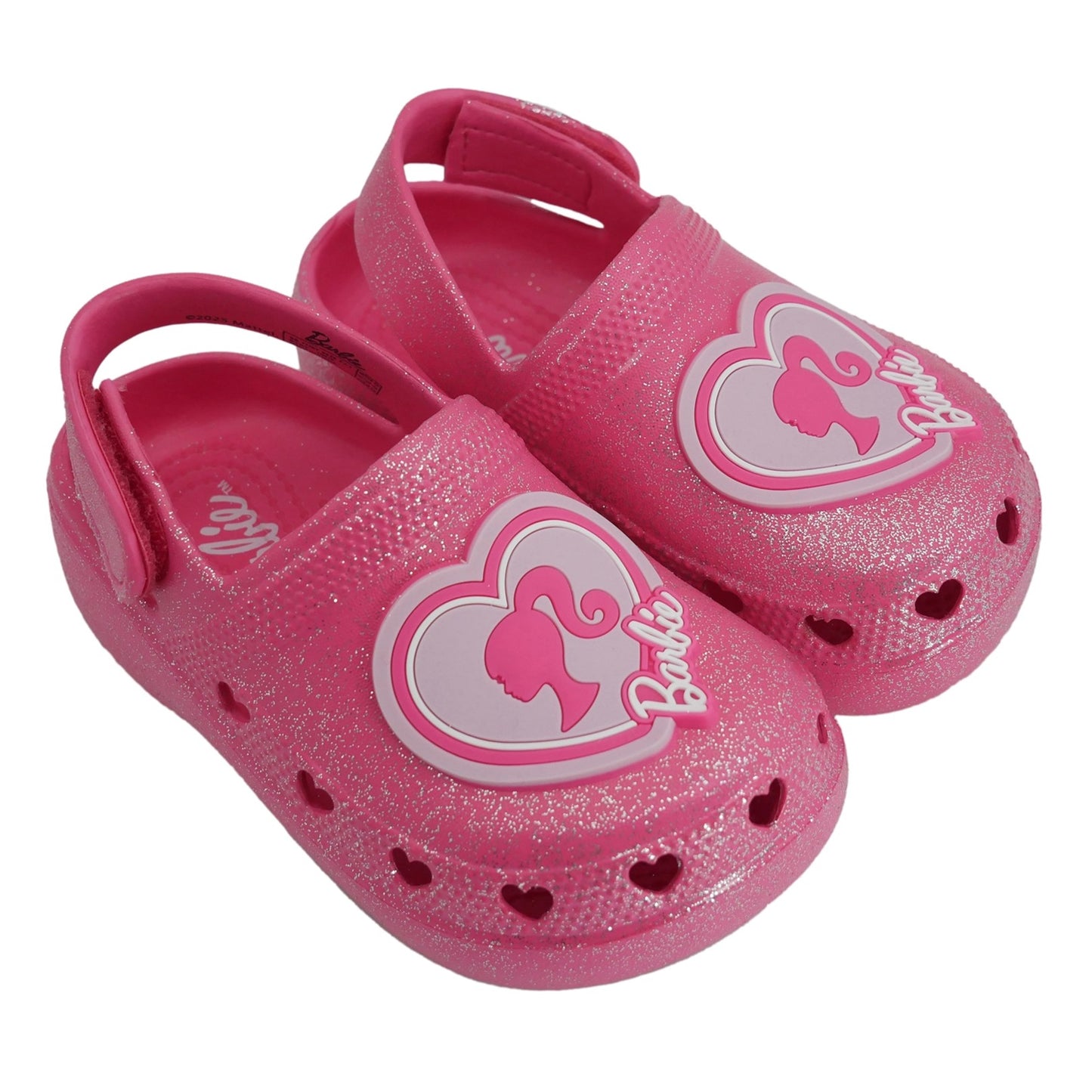 Barbie Toddler Girls' Clogs with Adjustable Strap - Hot Pink w/ Silver Glitter