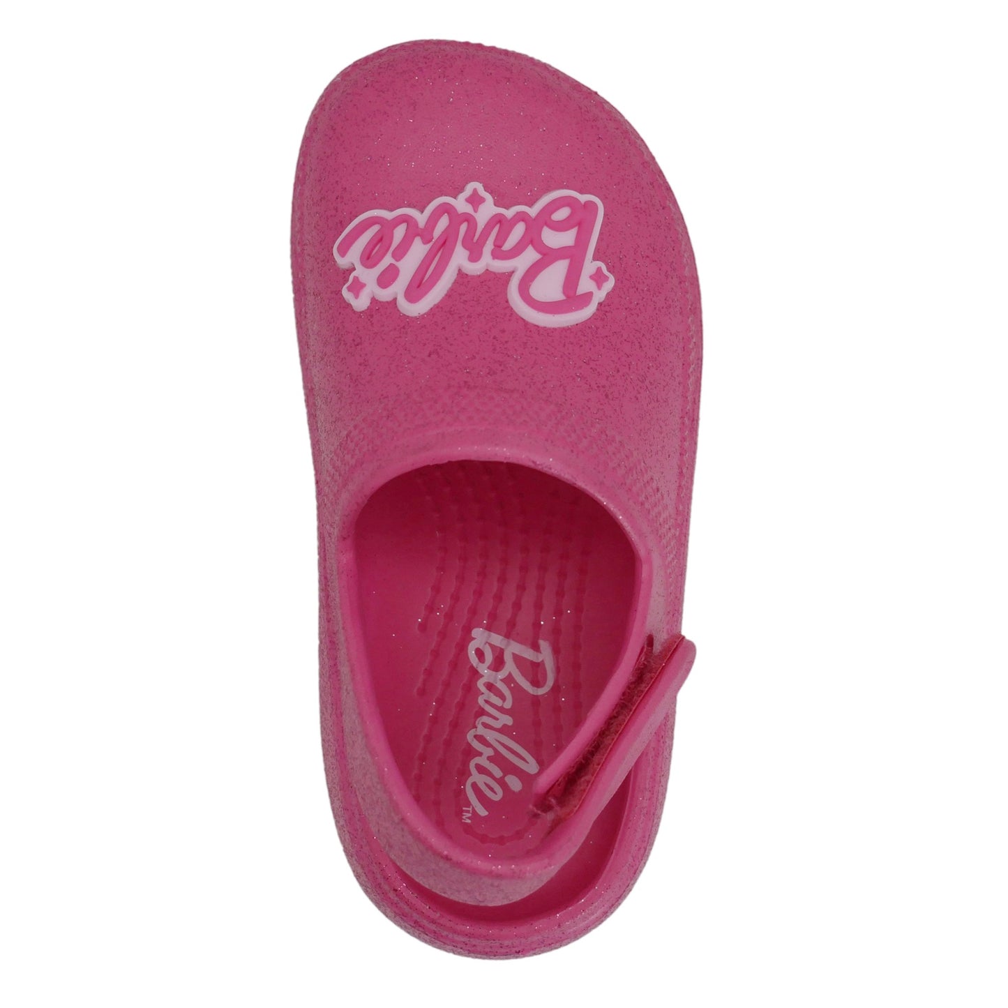 Barbie Toddler Girls' Clogs with Adjustable Strap - Hot Pink w/ Pink Glitter