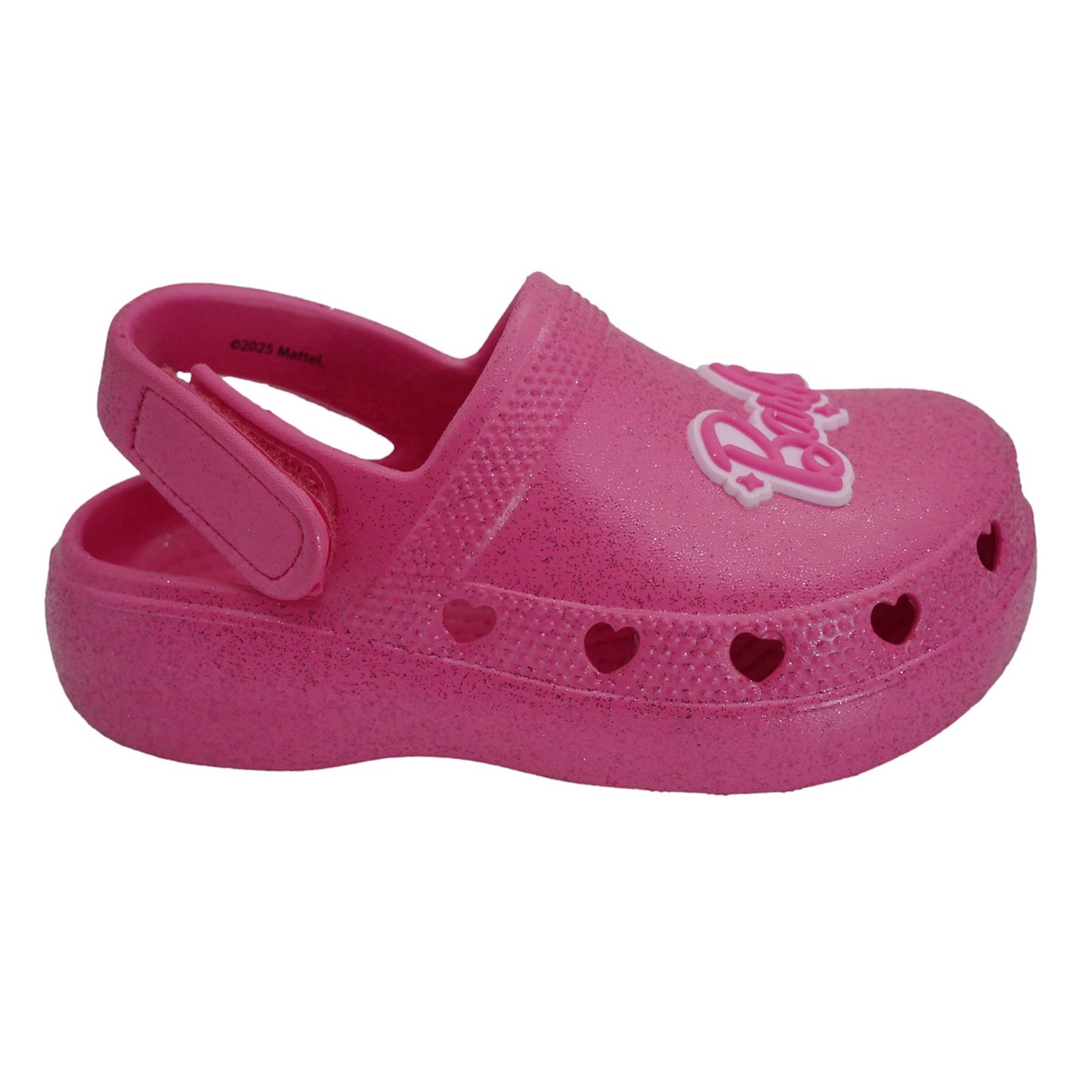Barbie Toddler Girls' Clogs with Adjustable Strap - Hot Pink w/ Pink Glitter