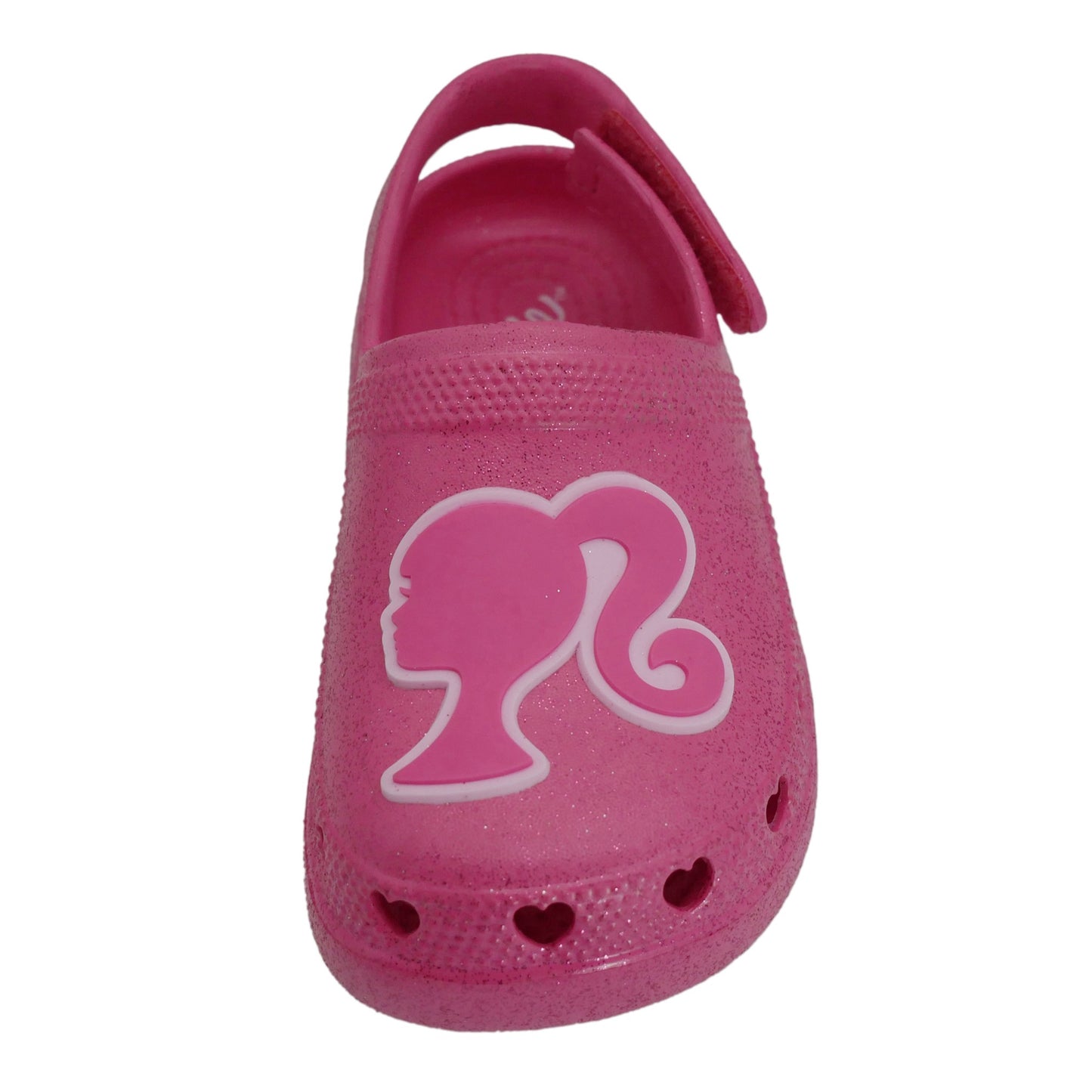 Barbie Toddler Girls' Clogs with Adjustable Strap - Hot Pink w/ Pink Glitter