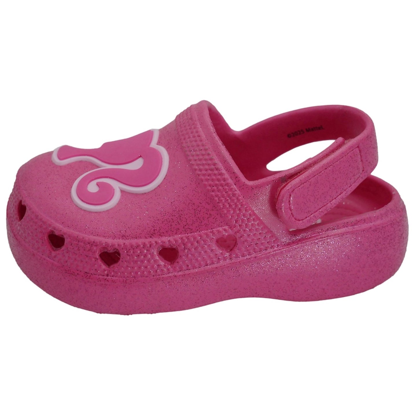 Barbie Toddler Girls' Clogs with Adjustable Strap - Hot Pink w/ Pink Glitter