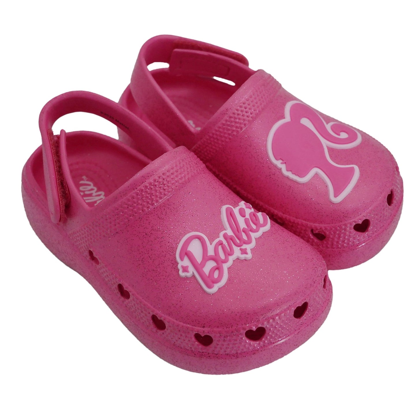 Barbie Toddler Girls' Clogs with Adjustable Strap - Hot Pink w/ Pink Glitter
