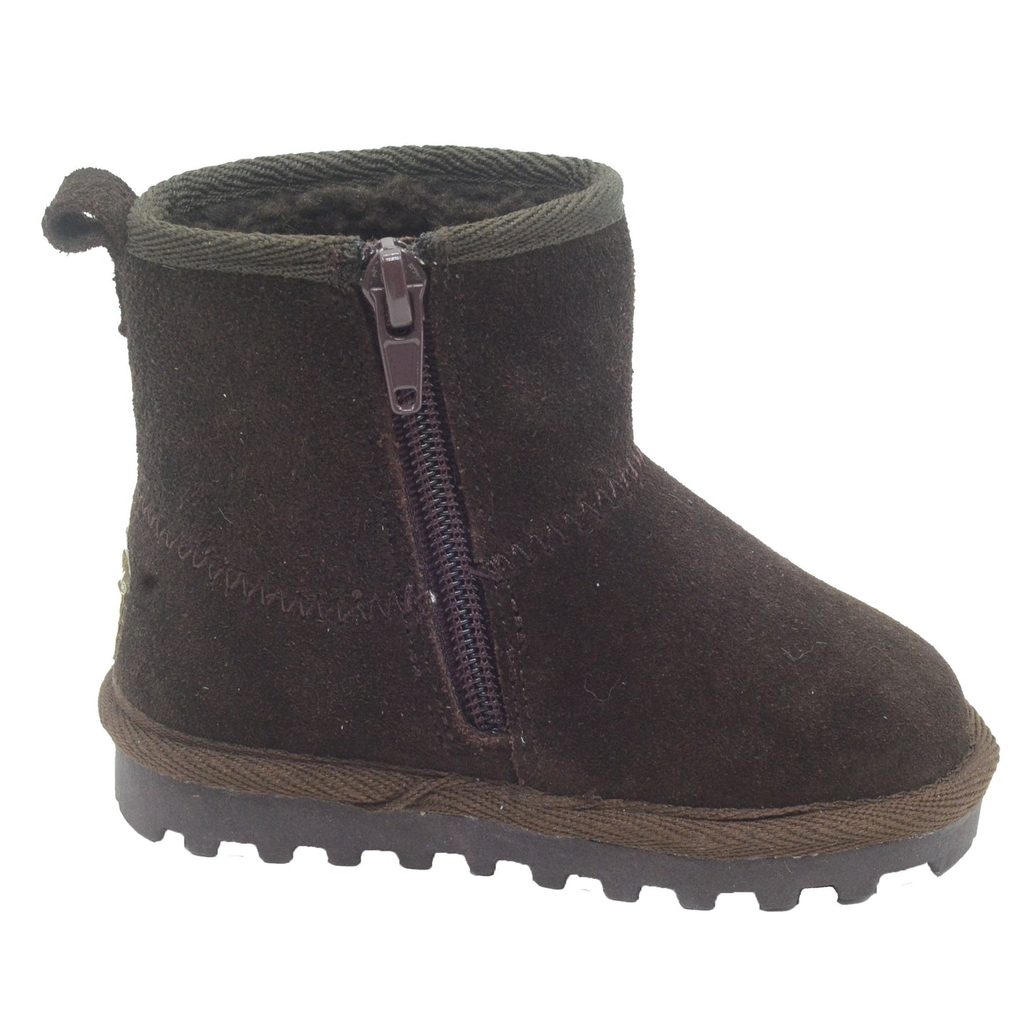 BEARPAW Toddler Suede Winter Boots with Faux-Fur Lining - Chocolate