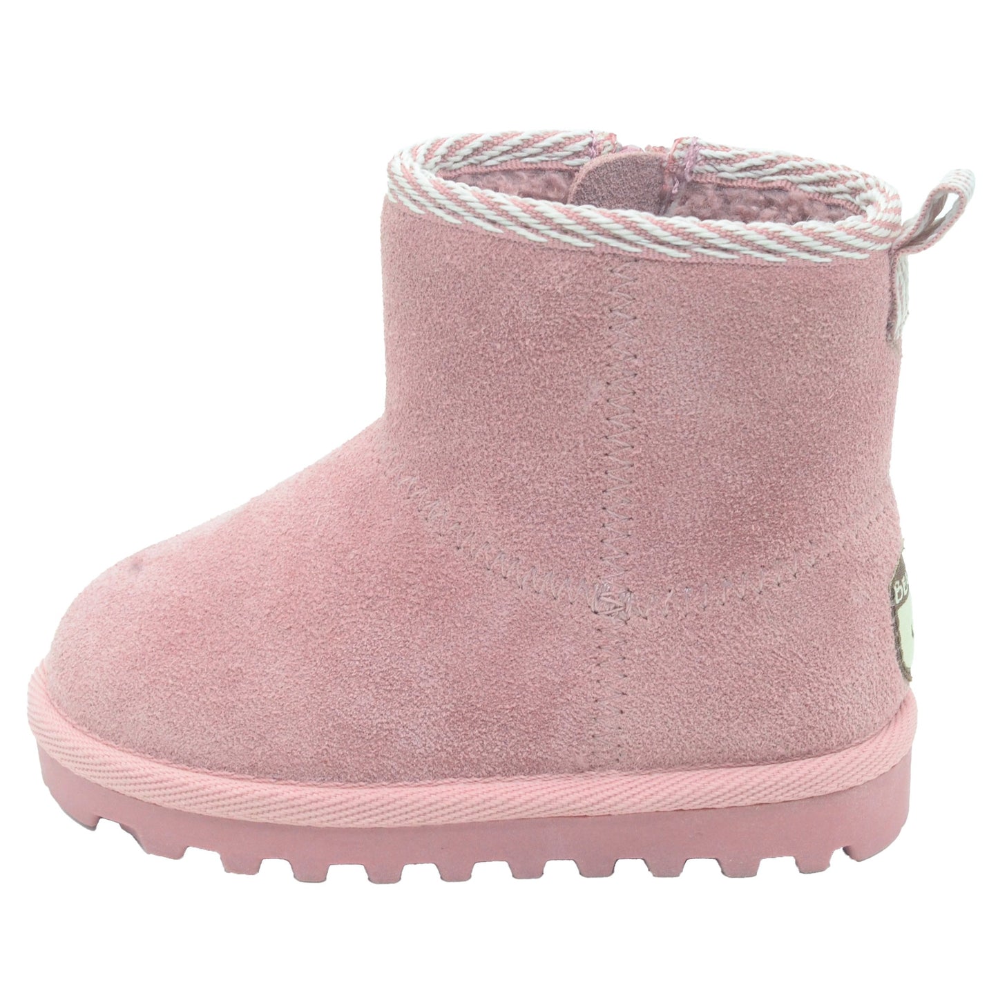 BEARPAW Toddler Suede Winter Boots with Faux-Fur Lining - Mauve with Woven Collar
