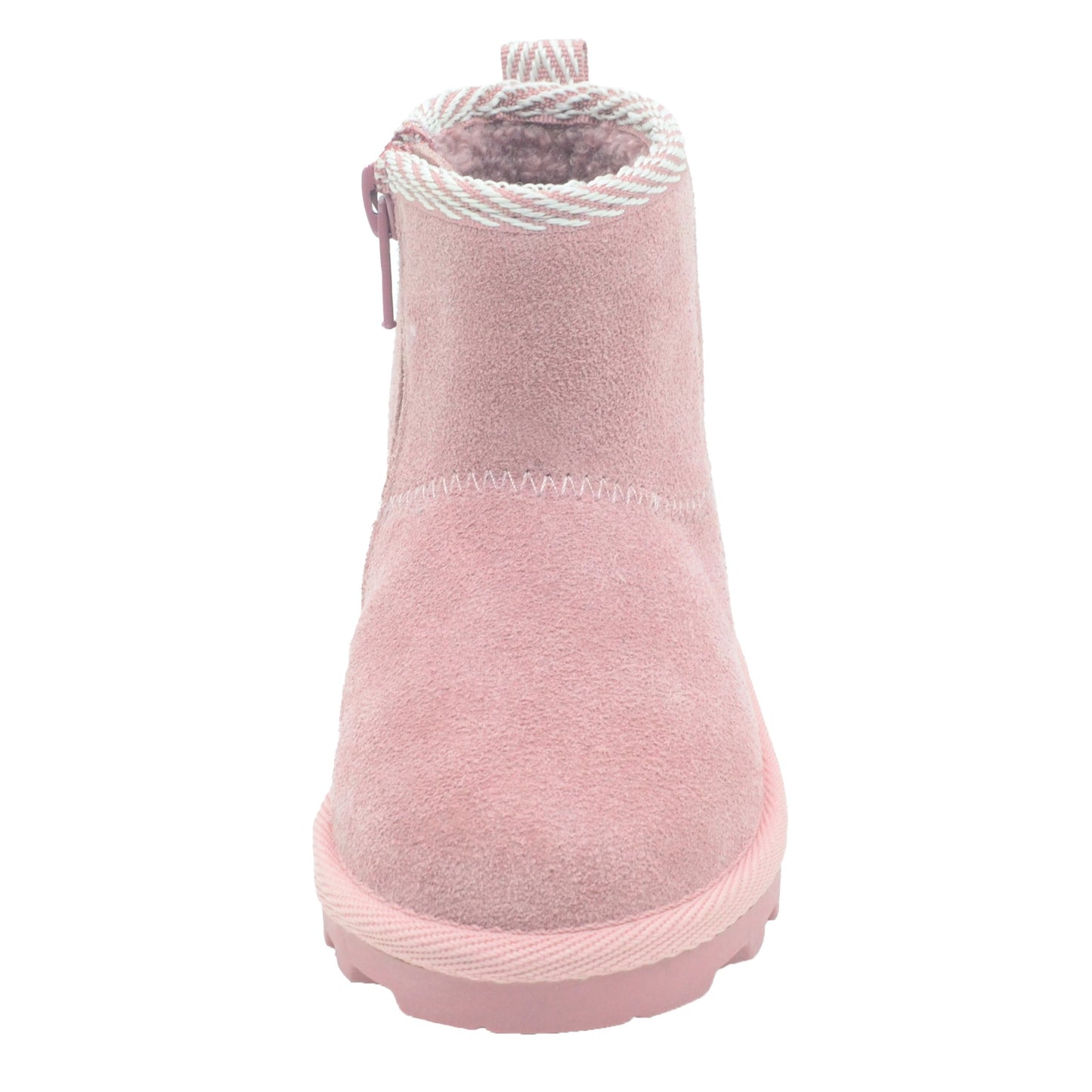 BEARPAW Toddler Suede Winter Boots with Faux-Fur Lining - Mauve with Woven Collar