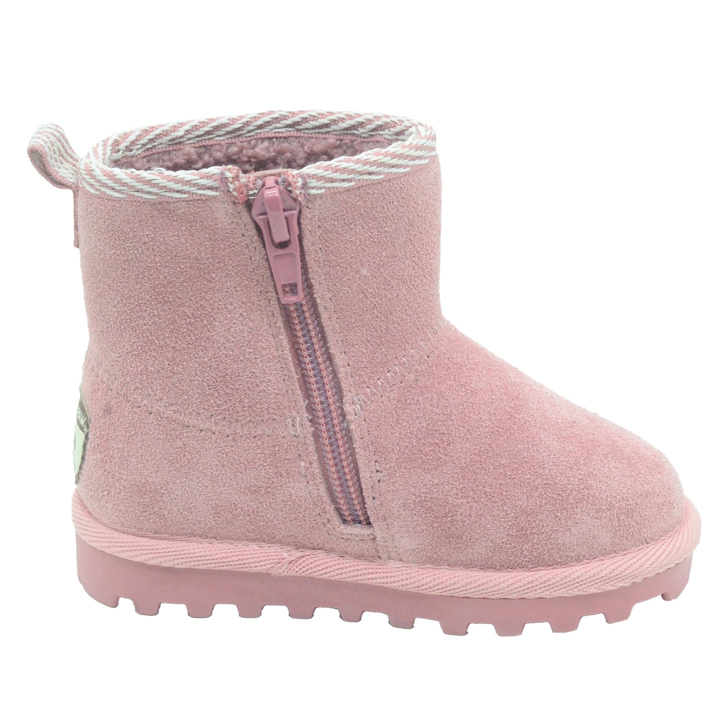 BEARPAW Toddler Suede Winter Boots with Faux-Fur Lining - Mauve with Woven Collar
