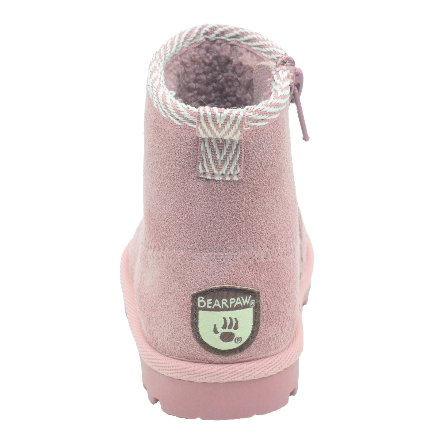 BEARPAW Toddler Suede Winter Boots with Faux-Fur Lining - Mauve with Woven Collar