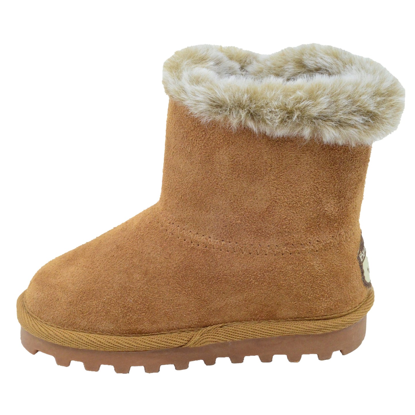 BEARPAW Toddler Suede Winter Boots with Faux-Fur Lining - Chestnut with Bow