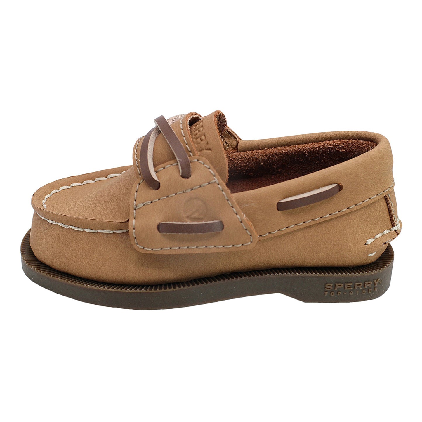 Sperry Toddler Authentic Original Boat Shoe - Tan Leather with Hook & Loop Closure