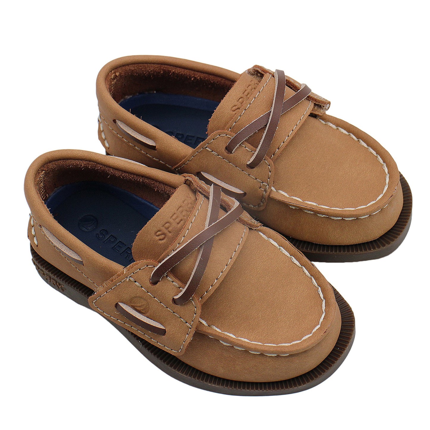 Sperry Toddler Authentic Original Boat Shoe - Tan Leather with Hook & Loop Closure