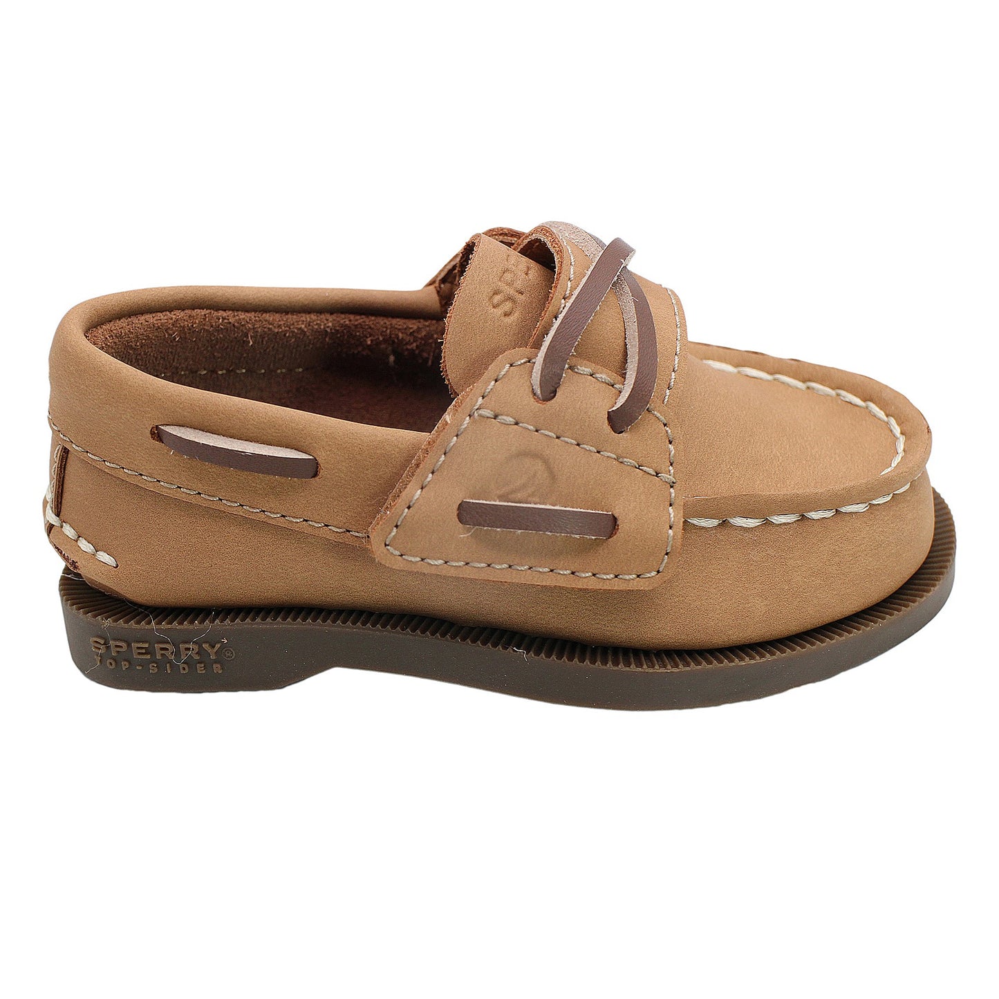 Sperry Toddler Authentic Original Boat Shoe - Tan Leather with Hook & Loop Closure