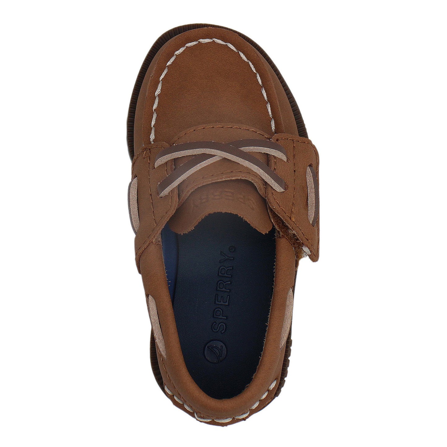 Sperry Toddler Authentic Original Boat Shoe - Chestnut Leather with Hook & Loop Closure