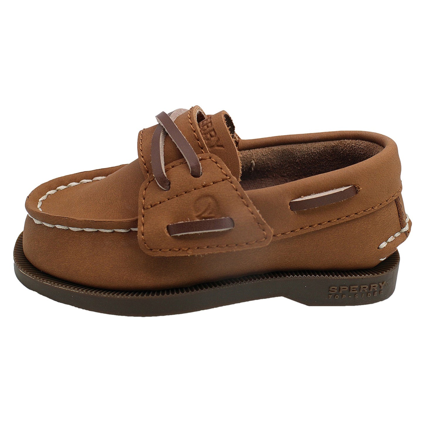 Sperry Toddler Authentic Original Boat Shoe - Chestnut Leather with Hook & Loop Closure