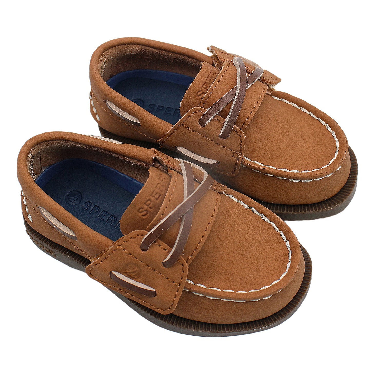 Sperry Toddler Authentic Original Boat Shoe - Chestnut Leather with Hook & Loop Closure