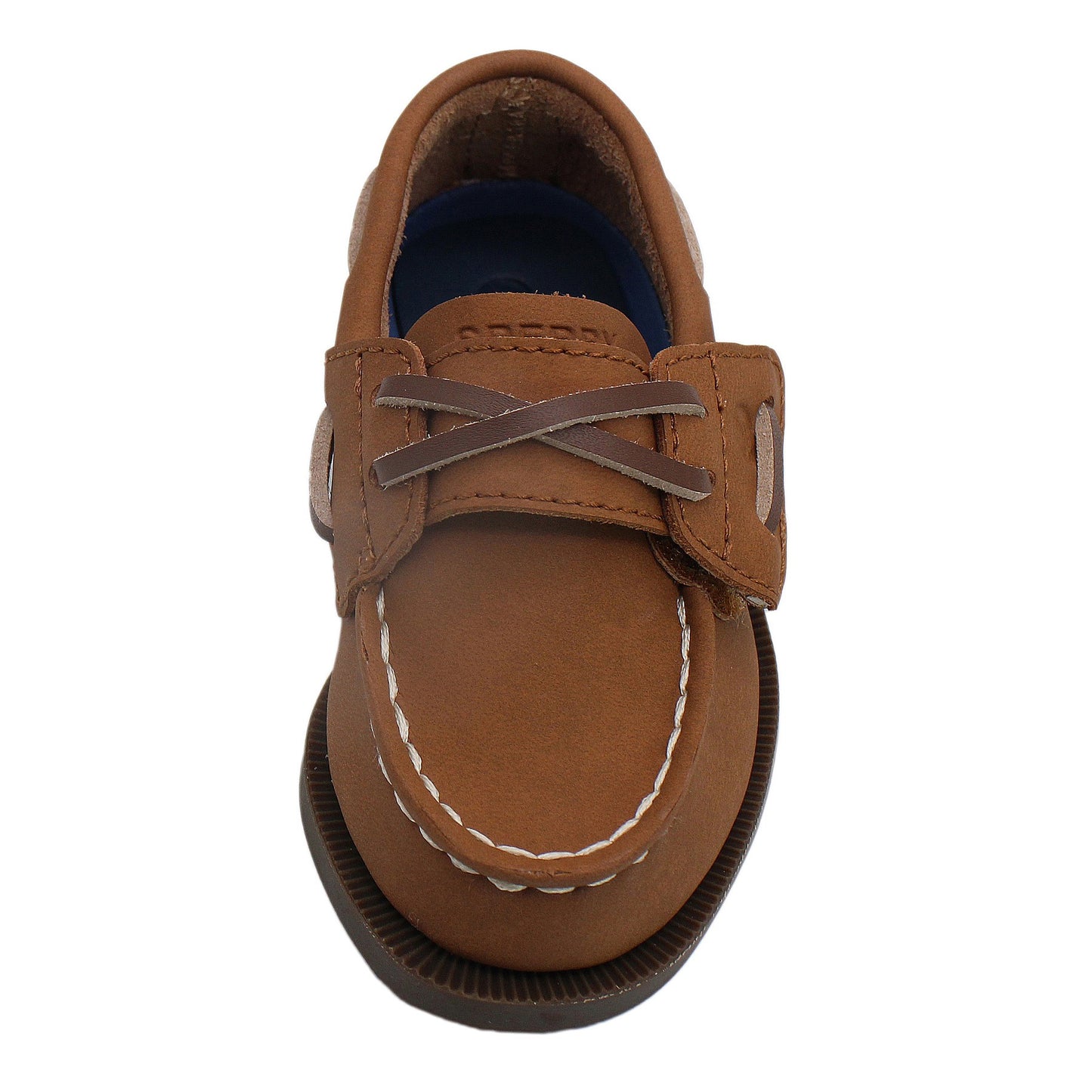 Sperry Toddler Authentic Original Boat Shoe - Chestnut Leather with Hook & Loop Closure