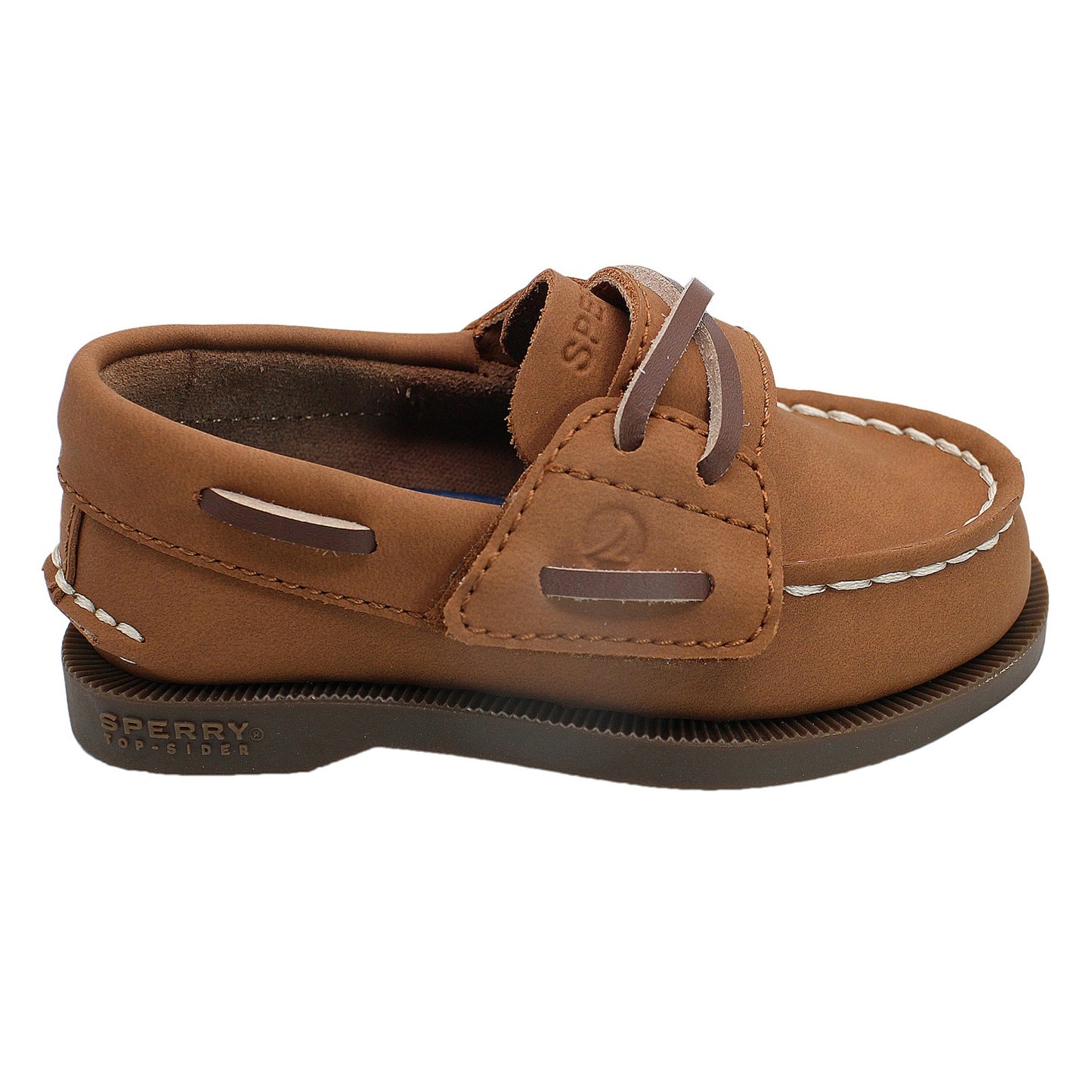 Sperry Toddler Authentic Original Boat Shoe - Chestnut Leather with Hook & Loop Closure