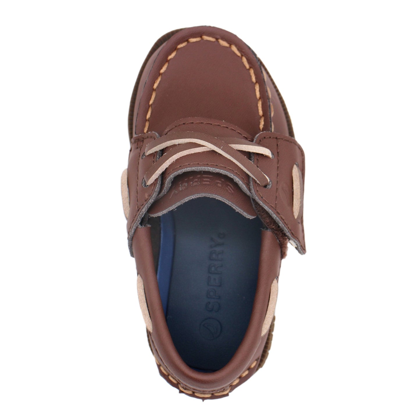 Sperry Toddler Authentic Original Boat Shoe - Chocolate Leather with Hook & Loop Closure